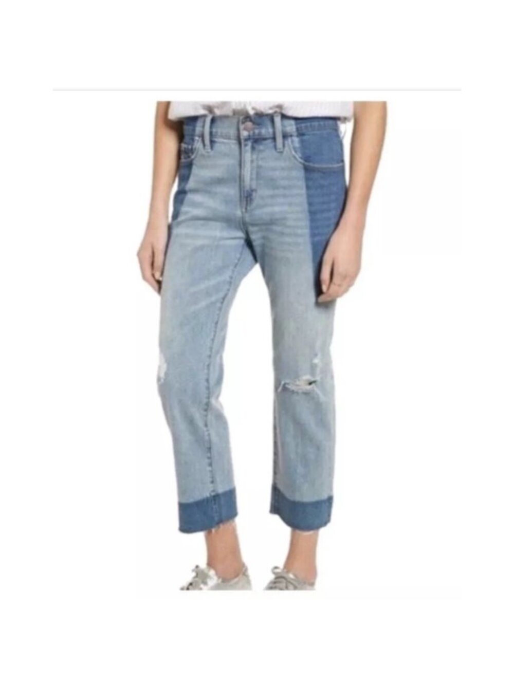 Treasure Bond Relaxed Crop Jeans Womens 31 Distressed Mid Rise Frayed Hem NWT